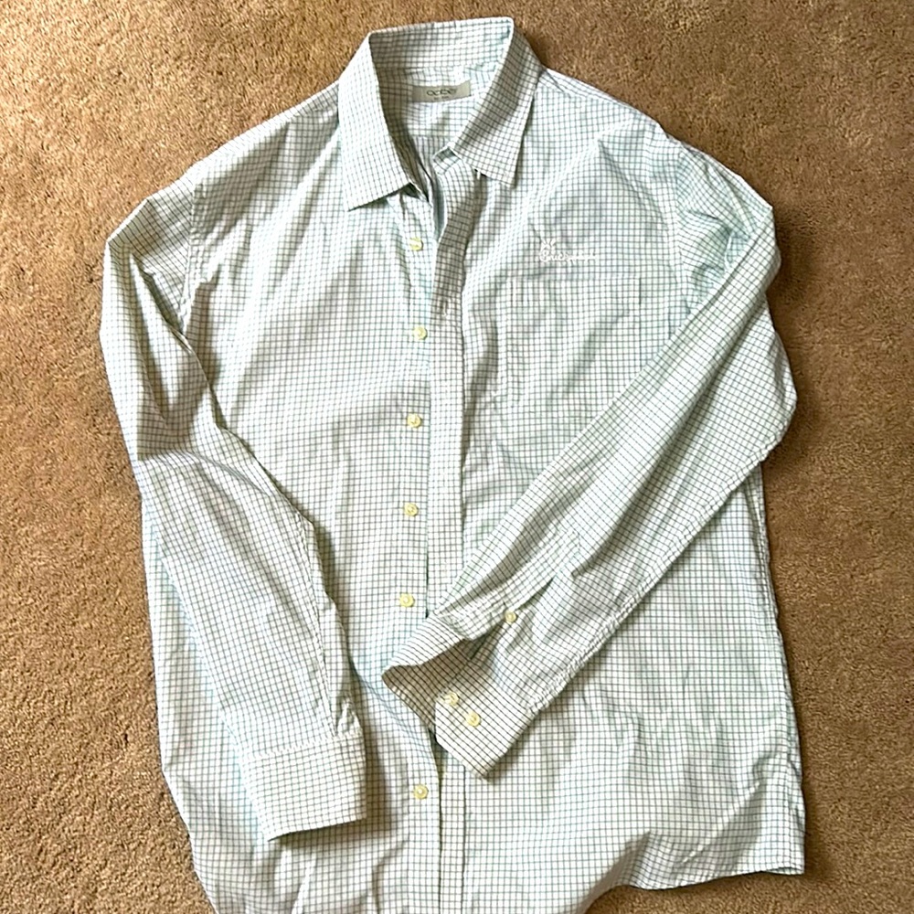 Chick-fil-A men’s button down shirt white green check large